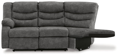 Partymate Slate Left-Arm Facing Reclining Loveseat with Half Wedge - 3690348 - Bien Home Furniture &amp; Electronics