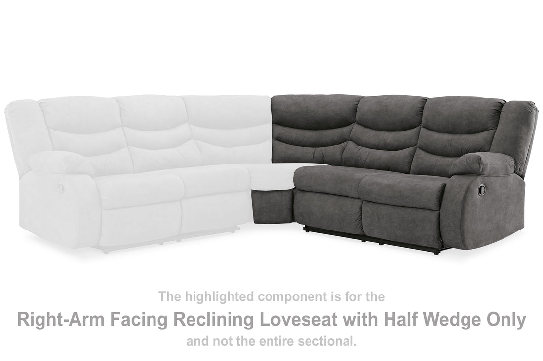 Partymate Slate Right-Arm Facing Reclining Loveseat with Half Wedge - 3690350 - Bien Home Furniture &amp; Electronics