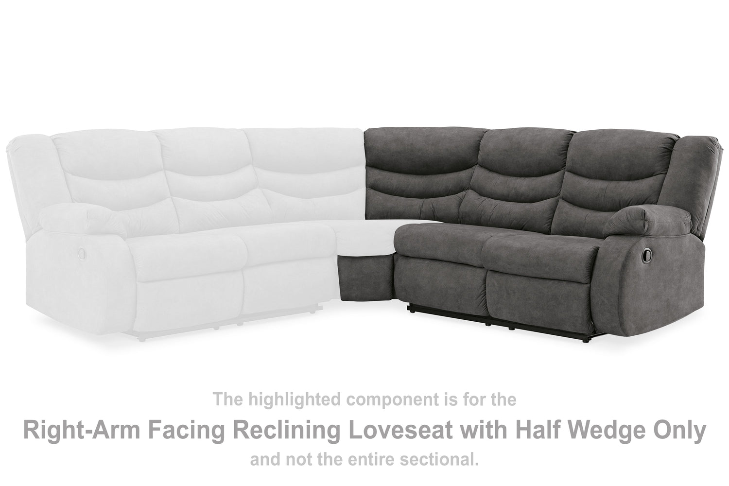 Partymate Slate Right-Arm Facing Reclining Loveseat with Half Wedge - 3690350 - Bien Home Furniture &amp; Electronics