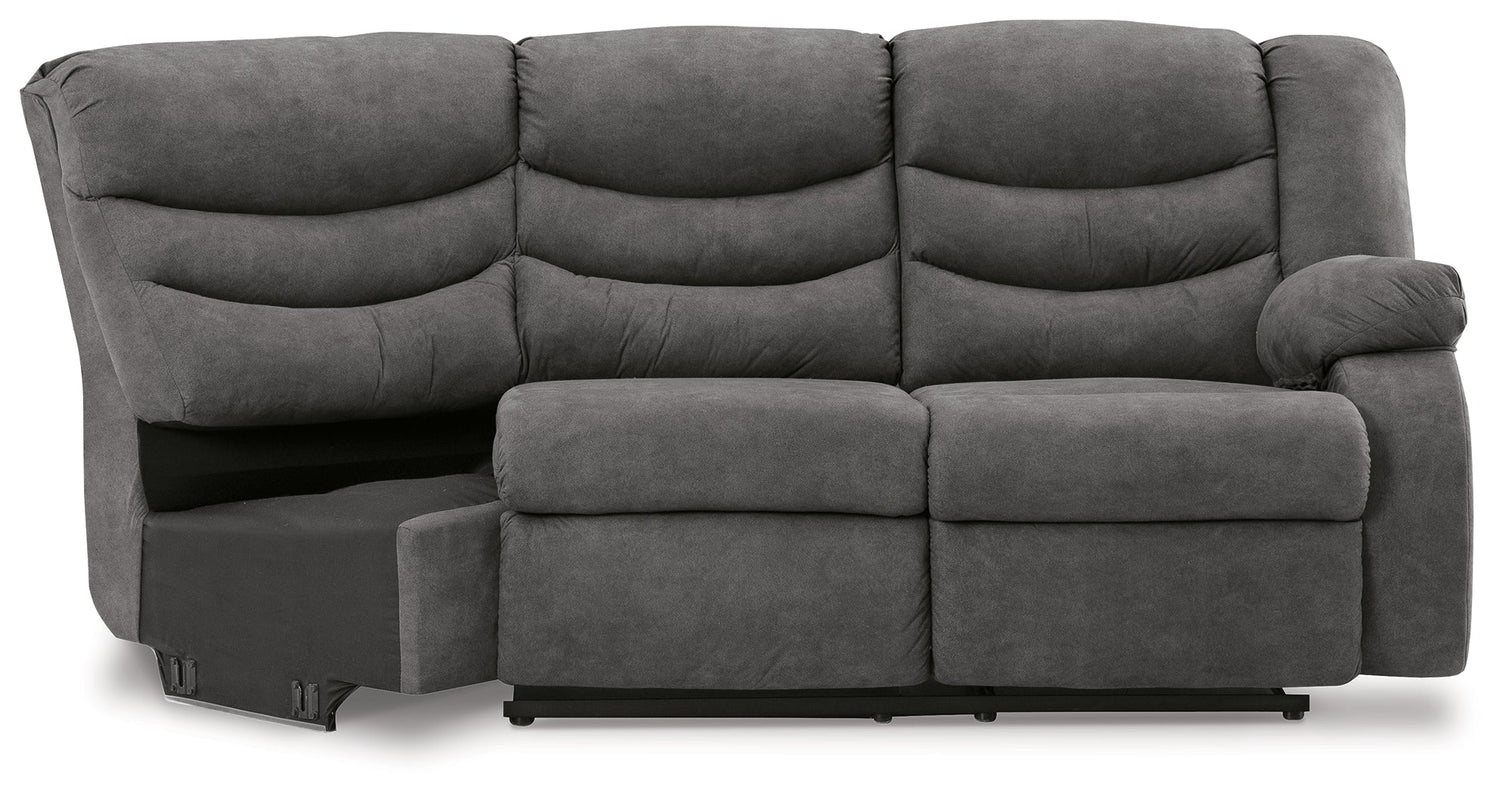 Partymate Slate Right-Arm Facing Reclining Loveseat with Half Wedge - 3690350 - Bien Home Furniture &amp; Electronics