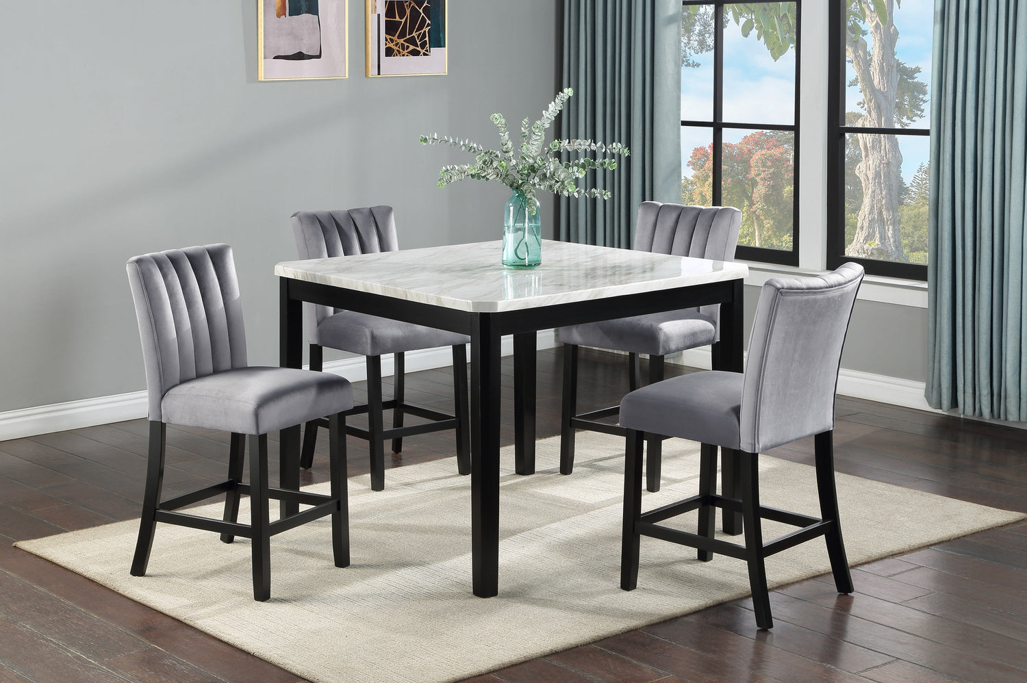 Pascal Black/Gray Square Counter Height Dining Set - SET | 2724T-4848 | 2724S-24(2) - Bien Home Furniture &amp; Electronics