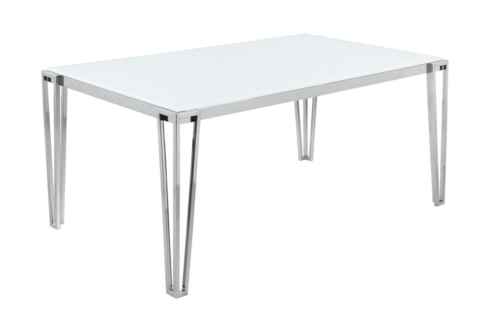 Pauline White/Chrome Rectangular Dining Table with Metal Leg - 193001 - Bien Home Furniture &amp; Electronics