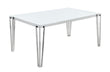 Pauline White/Chrome Rectangular Dining Table with Metal Leg - 193001 - Bien Home Furniture & Electronics