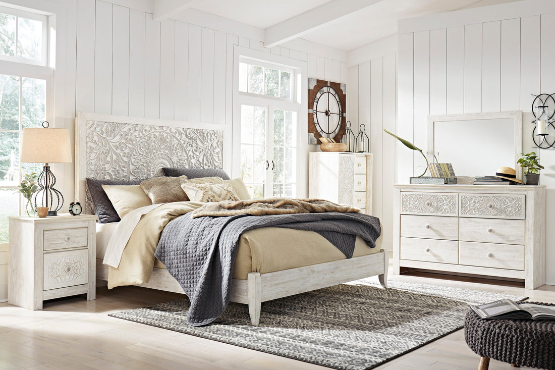 Paxberry Whitewash Panel Bedroom Set - SET | B181-54 | B181-57 | B181-31 | B181-36 - Bien Home Furniture &amp; Electronics