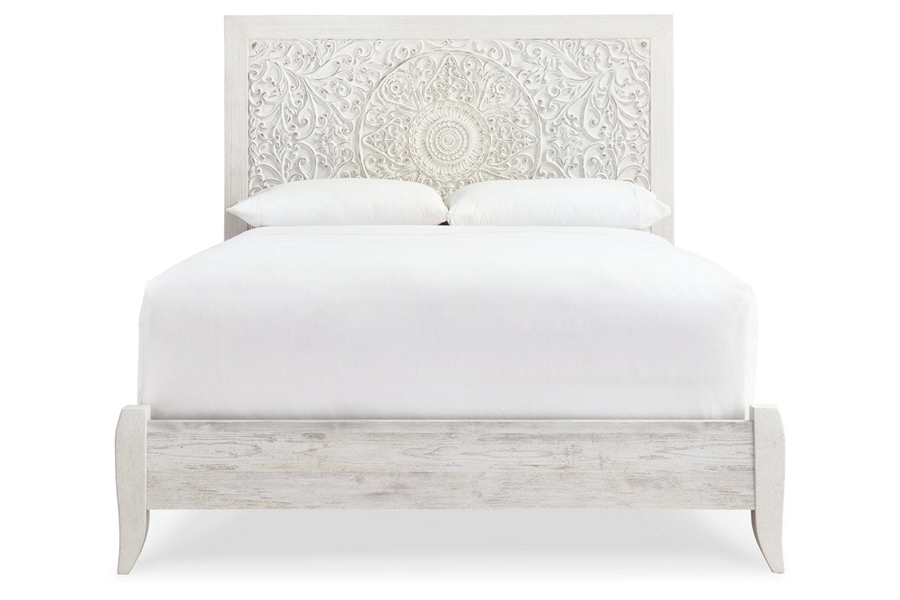 Paxberry Whitewash Queen Panel Bed - SET | B181-54 | B181-57 - Bien Home Furniture &amp; Electronics