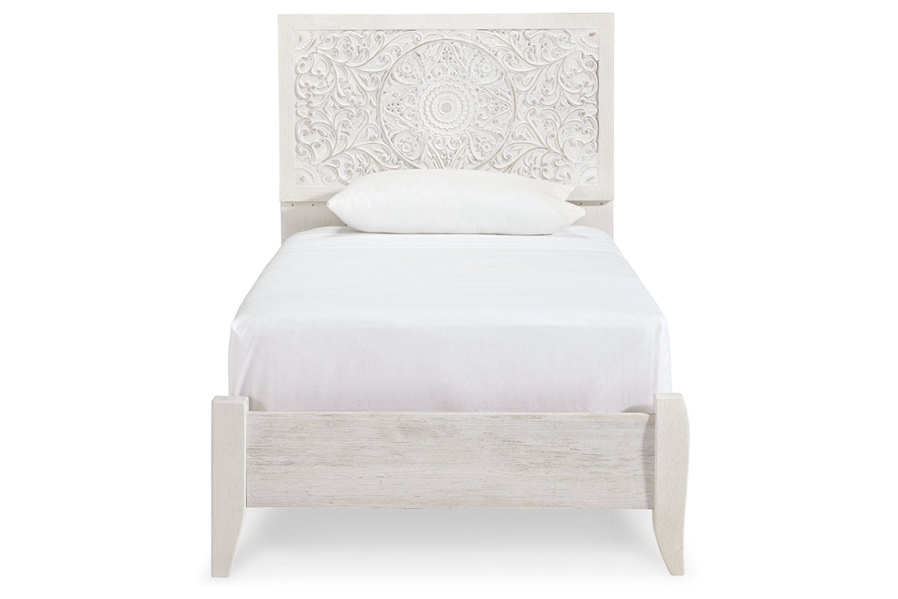 Paxberry Whitewash Twin Panel Bed - SET | B181-52 | B181-53 - Bien Home Furniture &amp; Electronics