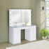 Percy 7-Drawer Glass Top Vanity Desk with Lighting White - 931143 - Bien Home Furniture & Electronics