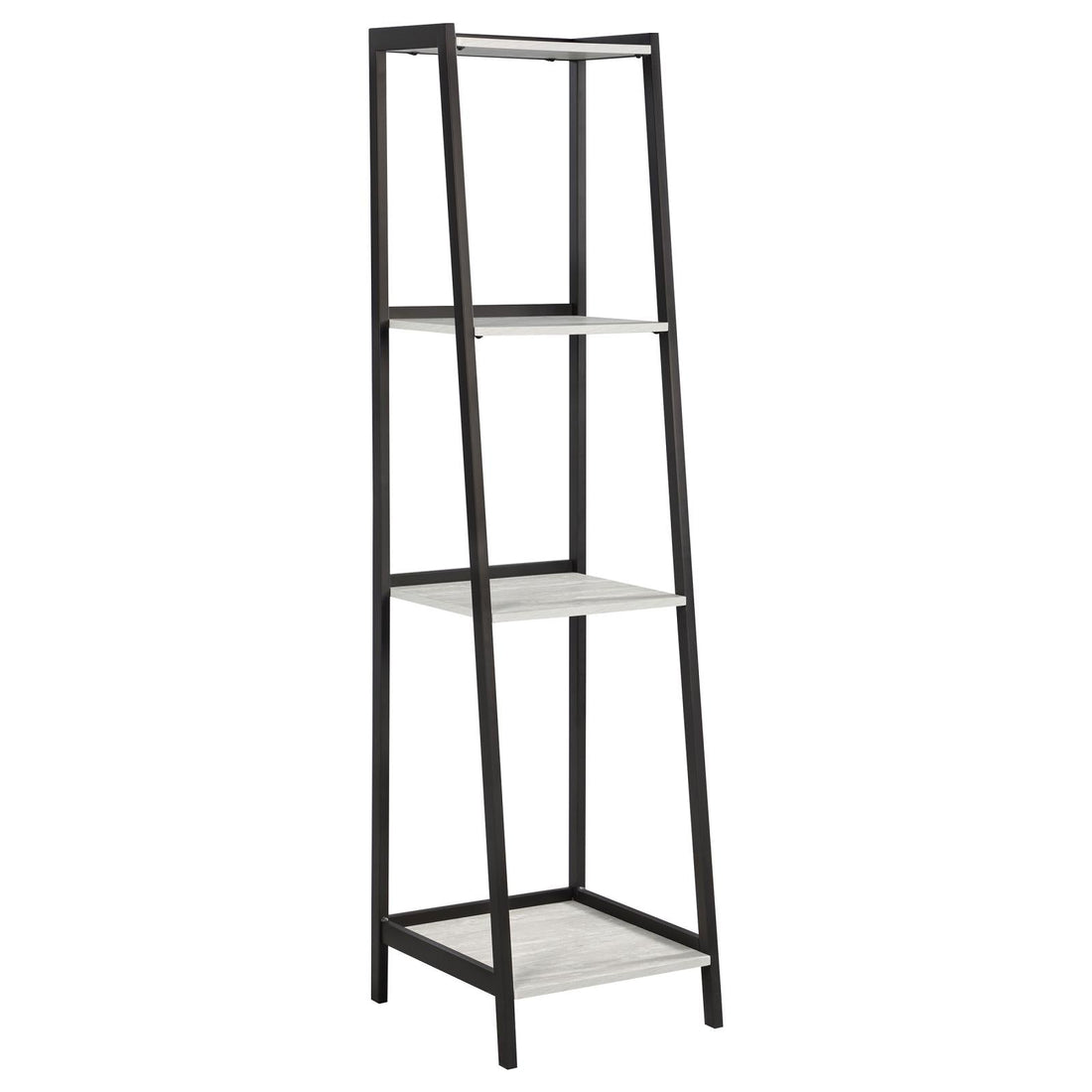 Pinckard Gray Stone Herringbone/Black 4-Shelf Ladder Bookcase - 805802 - Bien Home Furniture &amp; Electronics