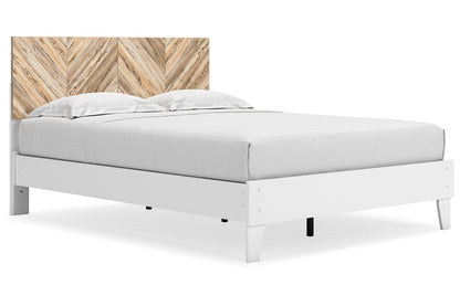 Piperton Two-tone Brown/White Queen Panel Platform Bed - SET | EB1221-157 | EB1221-113 - Bien Home Furniture &amp; Electronics