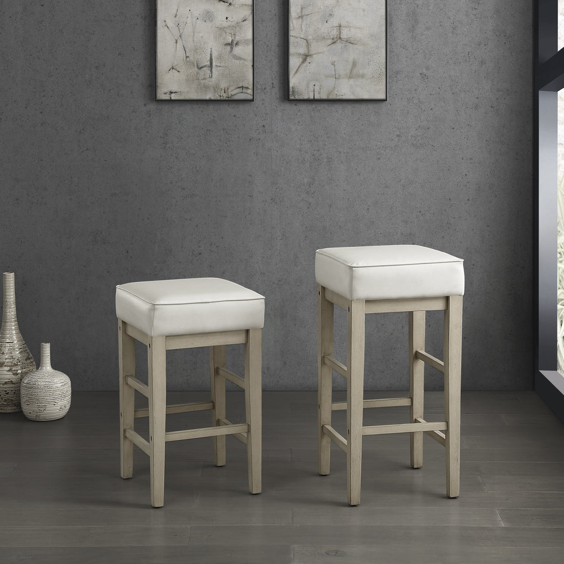 Pittsville White/Espresso Counter Height Stool, Set of 2 - 5684WH-24 - Bien Home Furniture &amp; Electronics