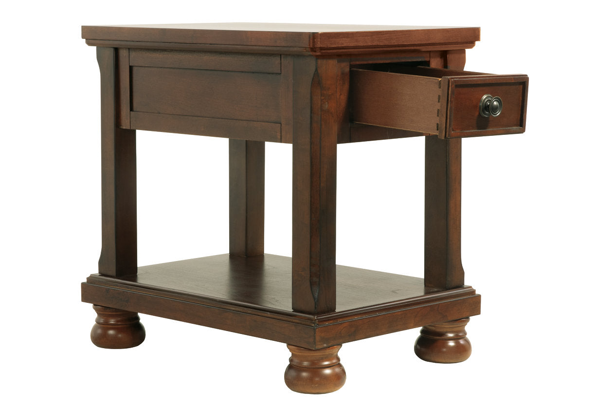 Porter Rustic Brown Chairside End Table - T697-3 - Bien Home Furniture &amp; Electronics