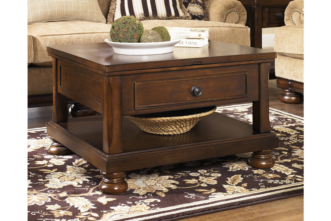 Porter Rustic Brown Coffee Table with Lift Top - T697-0 - Bien Home Furniture &amp; Electronics