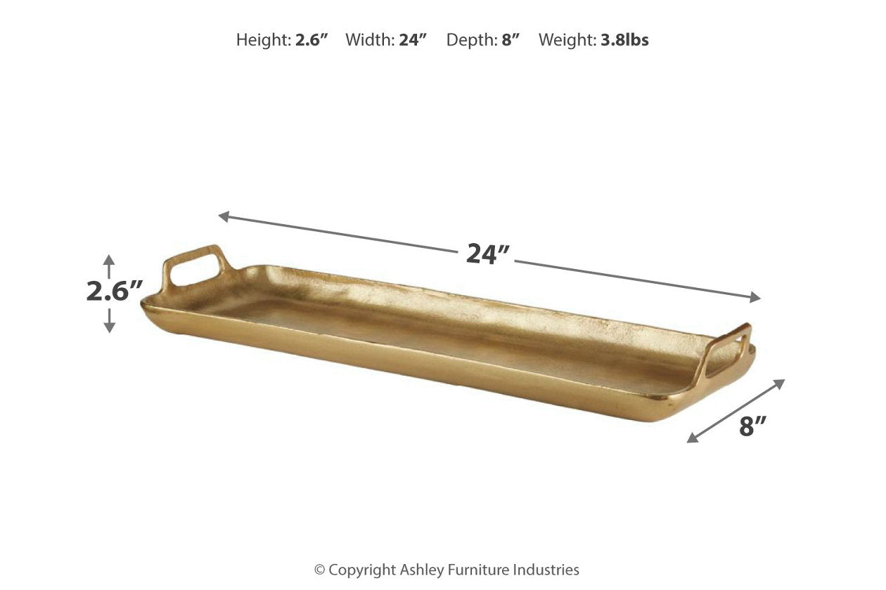Posy Gold Finish Tray - A2000136 - Bien Home Furniture &amp; Electronics