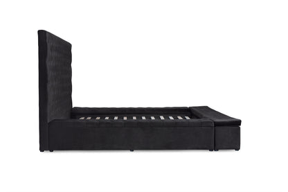 Prague Black Velvet King Upholstered Storage Platform Bed - SET | SH250BLKK-1 | SH250BLKK-2 | SH250BLKK-3EK - Bien Home Furniture &amp; Electronics