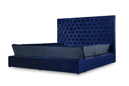 Prague Blue Velvet King Upholstered Storage Platform Bed - SET | SH250BLUK-1 | SH250BLUK-2 | SH250BLUK-3EK - Bien Home Furniture &amp; Electronics