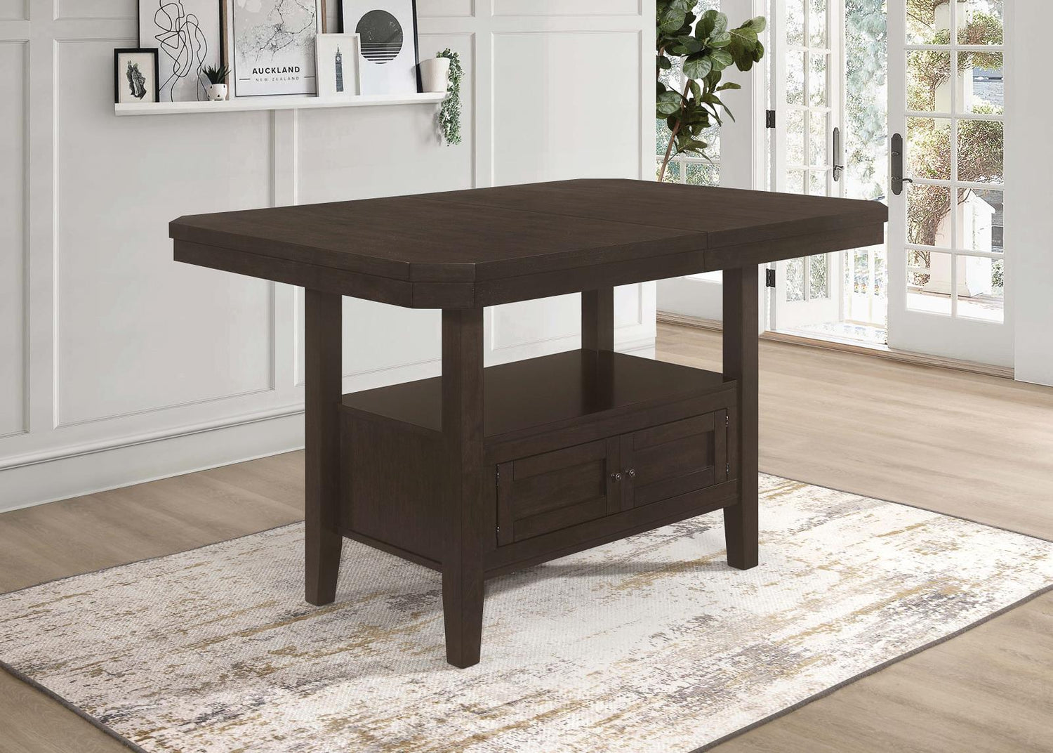 Prentiss Cappuccino Extendable Rectangular Counter Height Table with Butterfly Leaf - 193108 - Bien Home Furniture &amp; Electronics