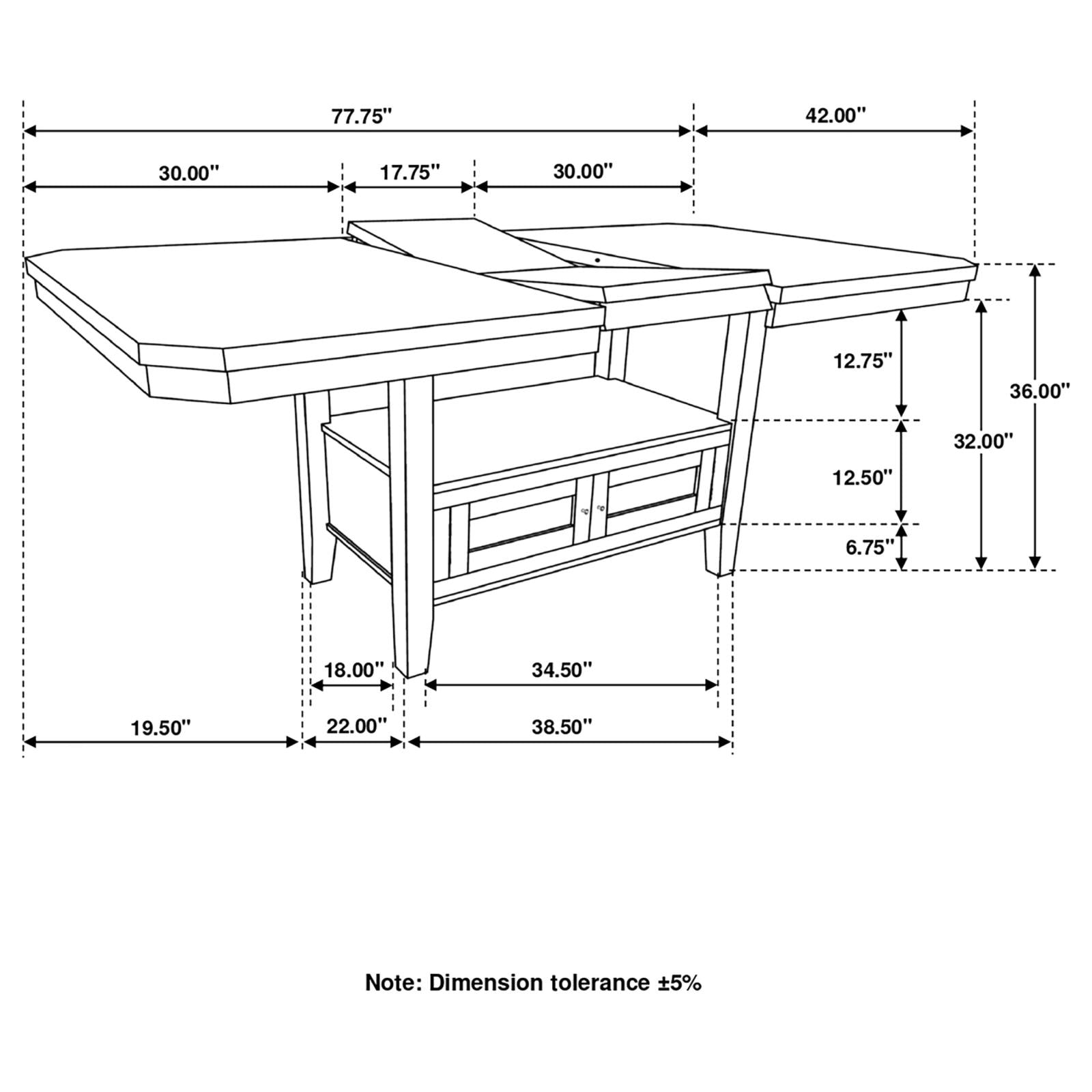 Prentiss Cappuccino Extendable Rectangular Counter Height Table with Butterfly Leaf - 193108 - Bien Home Furniture &amp; Electronics