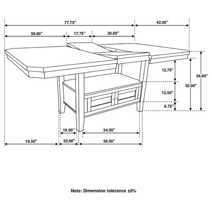 Prentiss Cappuccino Extendable Rectangular Counter Height Table with Butterfly Leaf - 193108 - Bien Home Furniture &amp; Electronics