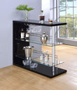 Prescott Glossy Black Rectangular 2-Shelf Bar Unit - 100165 - Bien Home Furniture & Electronics