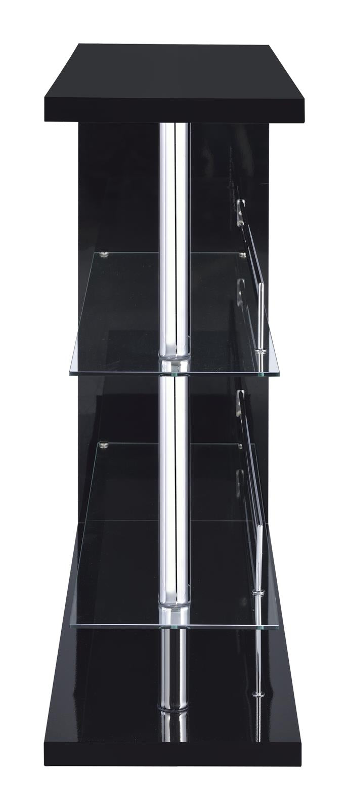 Prescott Glossy Black Rectangular 2-Shelf Bar Unit - 100165 - Bien Home Furniture &amp; Electronics