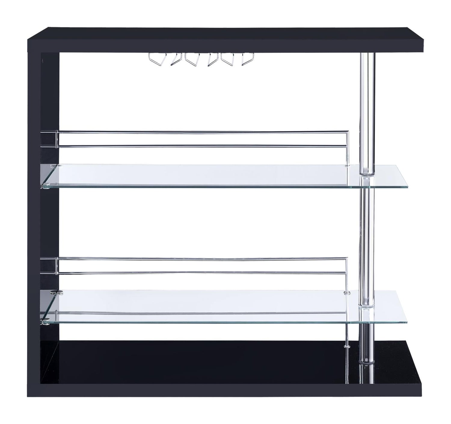 Prescott Glossy Black Rectangular 2-Shelf Bar Unit - 100165 - Bien Home Furniture &amp; Electronics