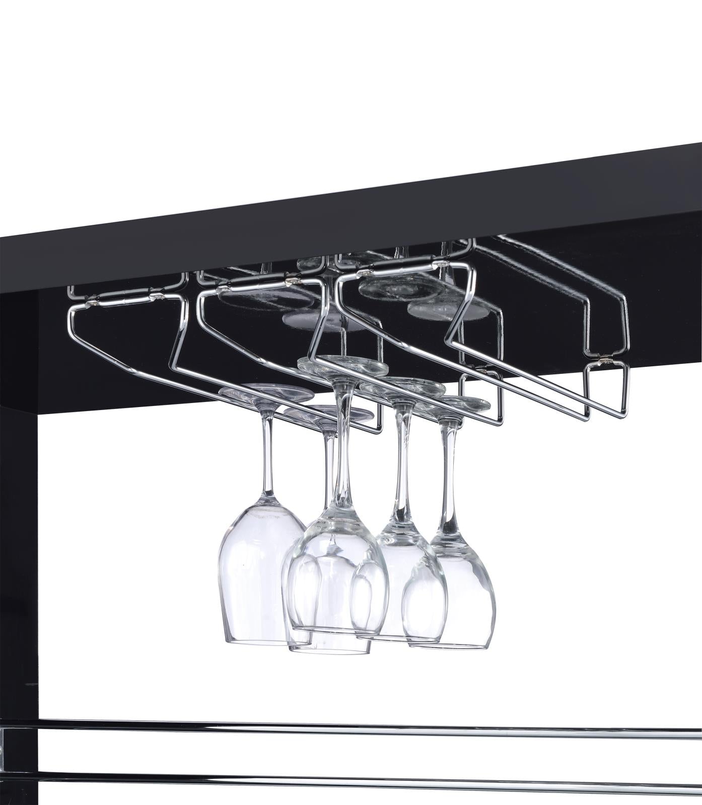 Prescott Glossy Black Rectangular 2-Shelf Bar Unit - 100165 - Bien Home Furniture &amp; Electronics