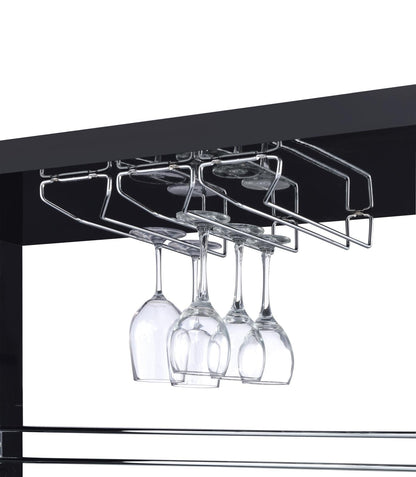 Prescott Glossy Black Rectangular 2-Shelf Bar Unit - 100165 - Bien Home Furniture &amp; Electronics