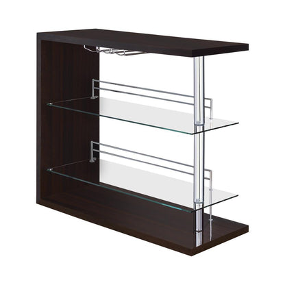 Prescott Glossy Cappuccino Rectangular 2-Shelf Bar Unit - 100166 - Bien Home Furniture &amp; Electronics