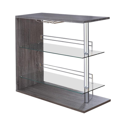 Prescott Gray Rectangular 2-Shelf Bar Unit - 100156 - Bien Home Furniture &amp; Electronics
