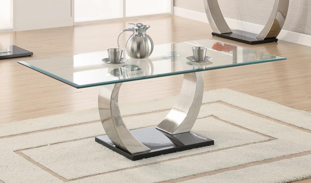 Pruitt Clear/Satin Glass Top Coffee Table - 701238 - Bien Home Furniture &amp; Electronics