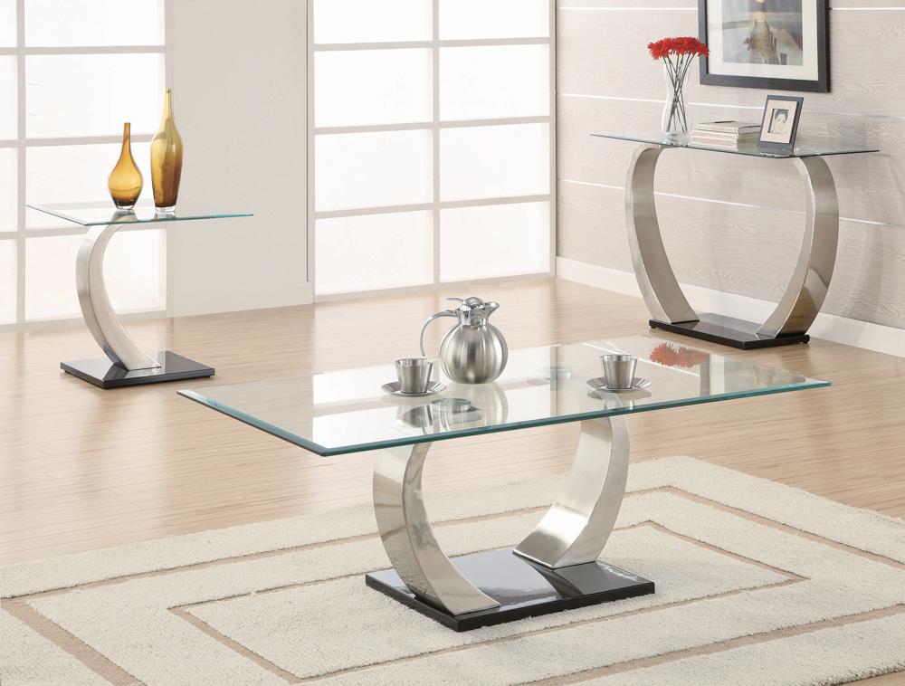 Pruitt Glass Top End Table Clear/Satin - 701237 - Bien Home Furniture &amp; Electronics