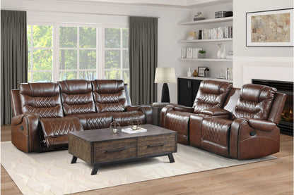 Putnam Brown Reclining Living Room Set - SET | 9405BR-1 | 9405BR-2 | 9405BR-3 - Bien Home Furniture &amp; Electronics