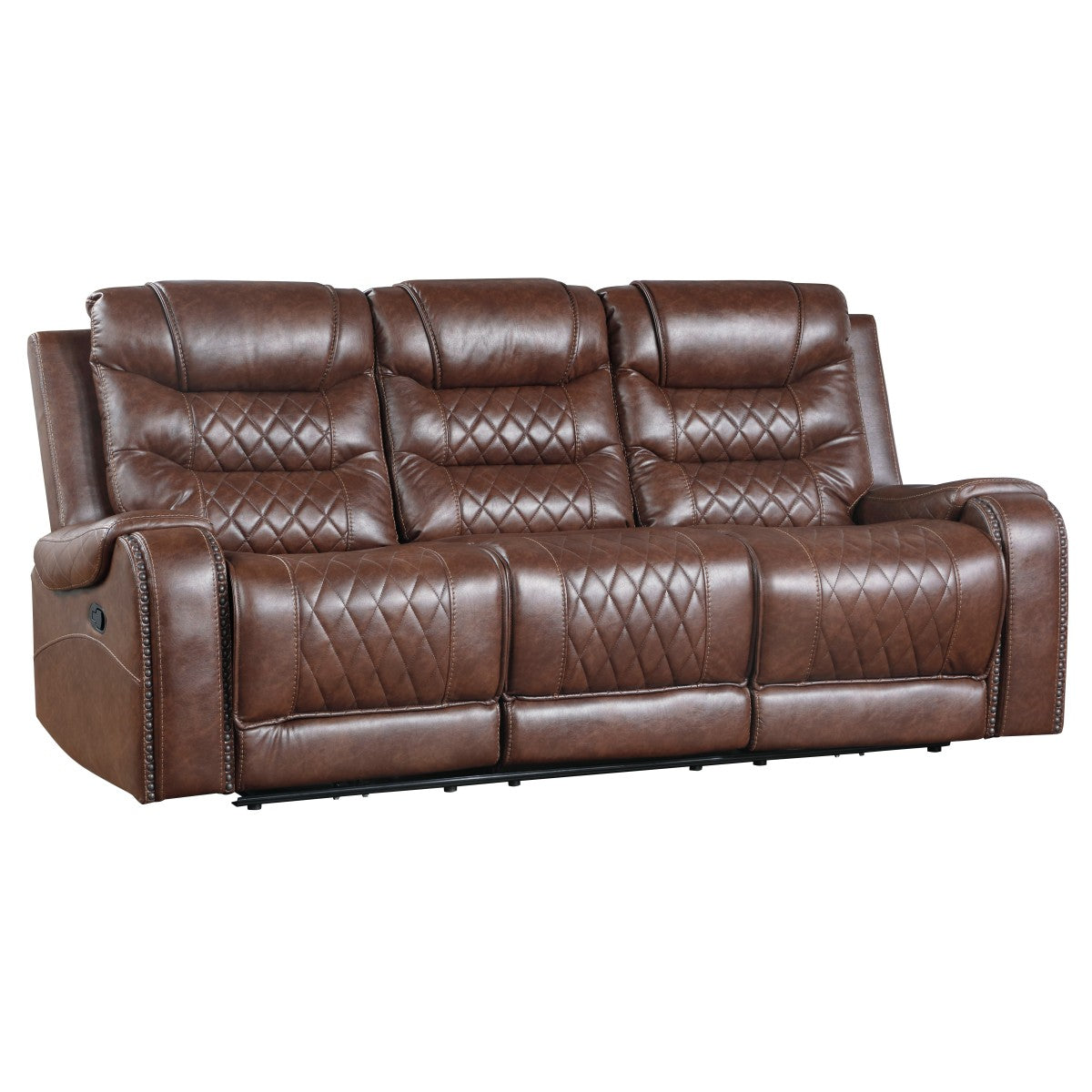 Putnam Brown Reclining Sofa With Drop Down Table - 9405BR-3 - Bien Home Furniture &amp; Electronics