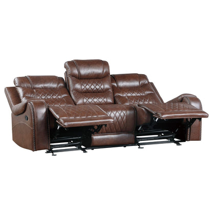 Putnam Brown Reclining Sofa With Drop Down Table - 9405BR-3 - Bien Home Furniture &amp; Electronics