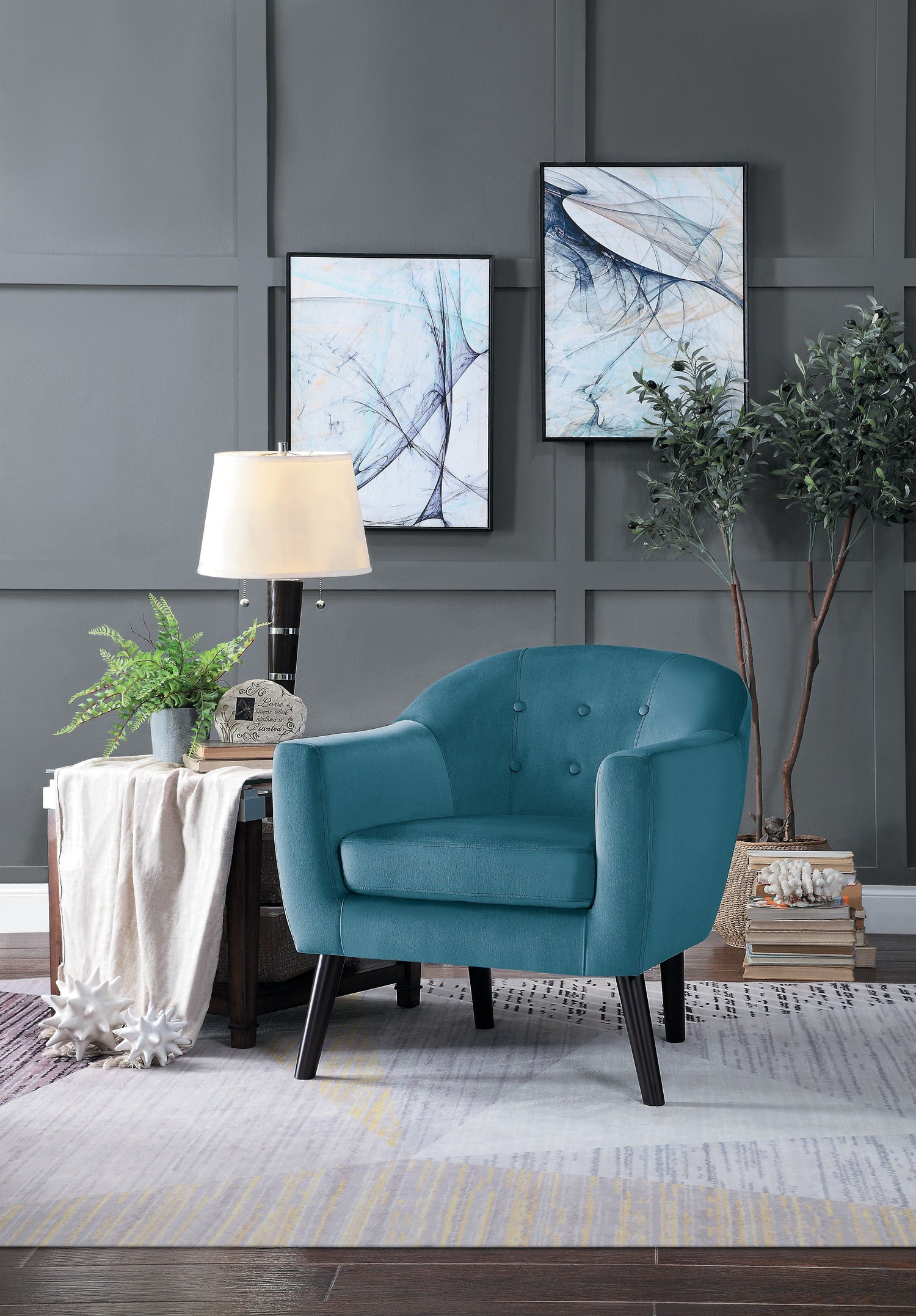 Quill Blue Velvet Accent Chair - 1127BU-1 - Bien Home Furniture &amp; Electronics