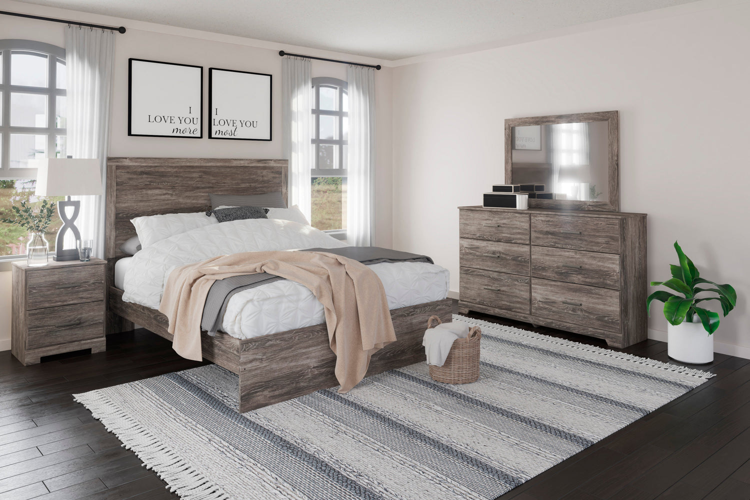 Ralinksi Gray Panel Bedroom Set - SET | B2587-71 | B2587-96 | B2587-31 | B2587-36 - Bien Home Furniture &amp; Electronics