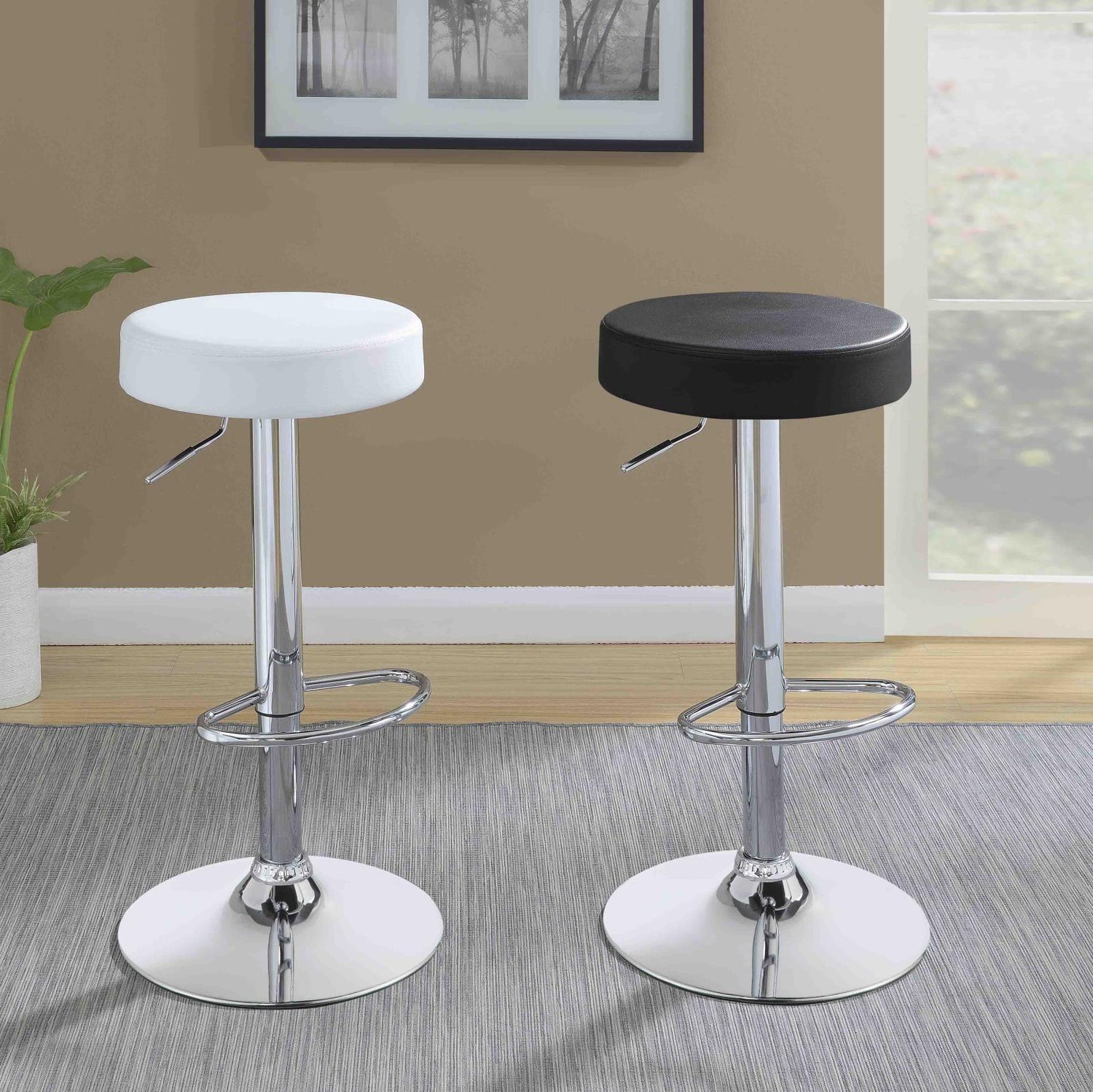 Ramses Chrome/White 29&quot; Adjustable Bar Stool - 102550 - Bien Home Furniture &amp; Electronics