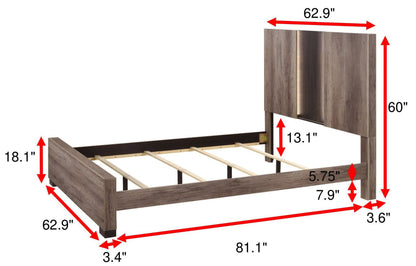 Rangley Brown King LED Panel Bed - SET | B6830-K-HB | B6830-K-FB | B6830-KQ-RAIL | - Bien Home Furniture &amp; Electronics