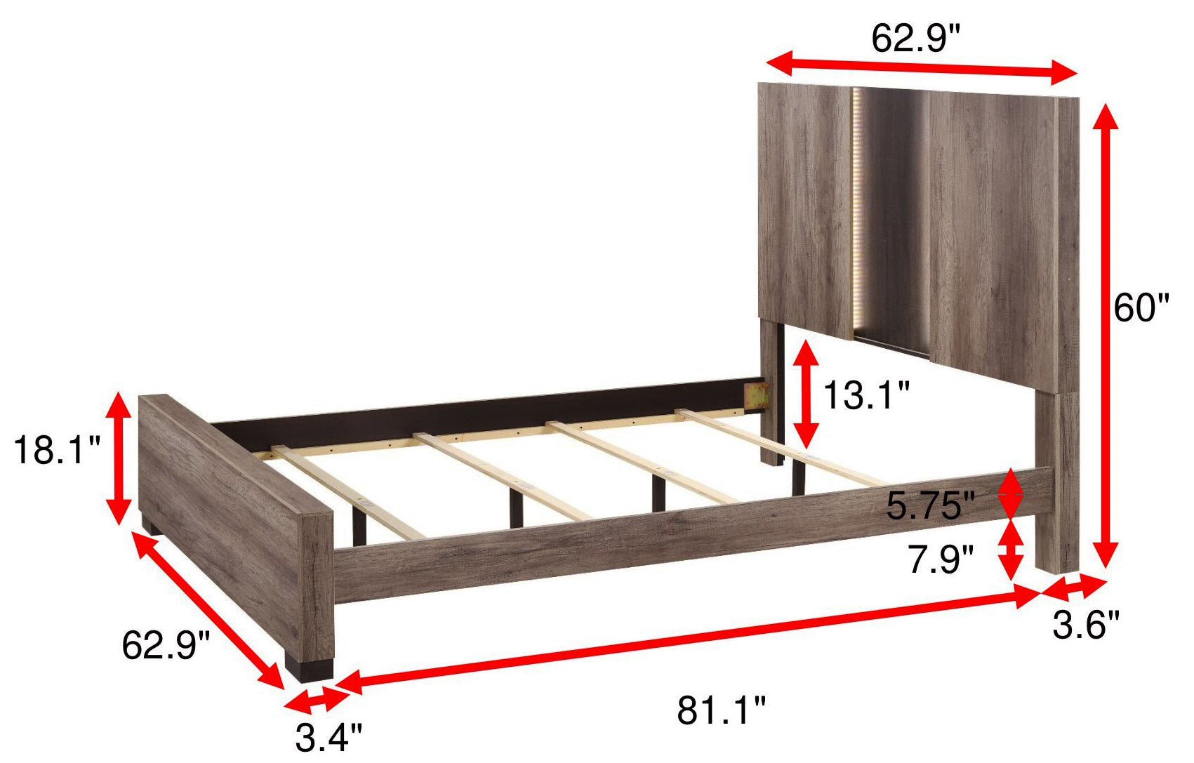 Rangley Brown Queen LED Panel Bed - SET | B6830-Q-HB | B6830-Q-FB | B6830-KQ-RAIL | - Bien Home Furniture &amp; Electronics