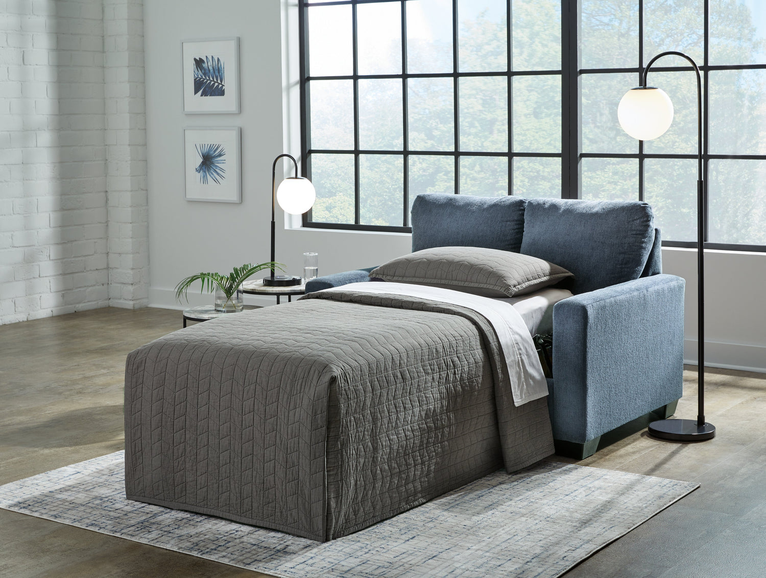 Rannis Navy Twin Sofa Sleeper - 5360437 - Bien Home Furniture &amp; Electronics