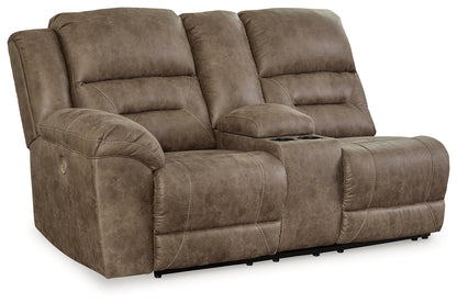 Ravenel Fossil Left-Arm Facing Power Reclining Loveseat with Console - 8310601 - Bien Home Furniture &amp; Electronics