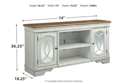 Realyn Chipped White 74&quot; TV Stand - W743-68 - Bien Home Furniture &amp; Electronics