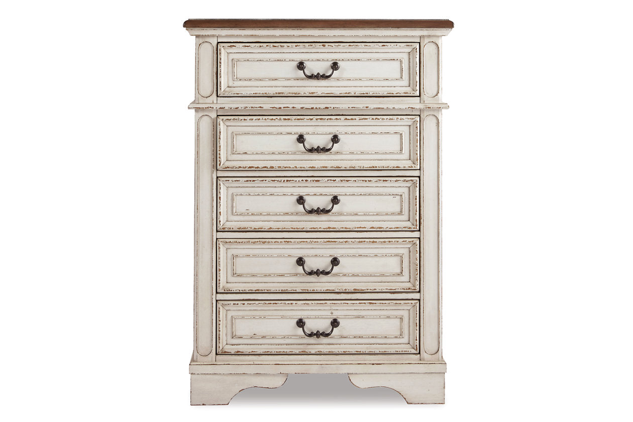 Realyn Chipped White Chest of Drawers - B743-45 - Bien Home Furniture &amp; Electronics