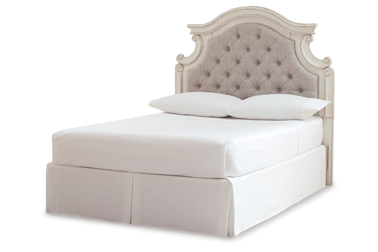 Realyn Chipped White Full Upholstered Panel Headboard - B743-87 - Bien Home Furniture &amp; Electronics