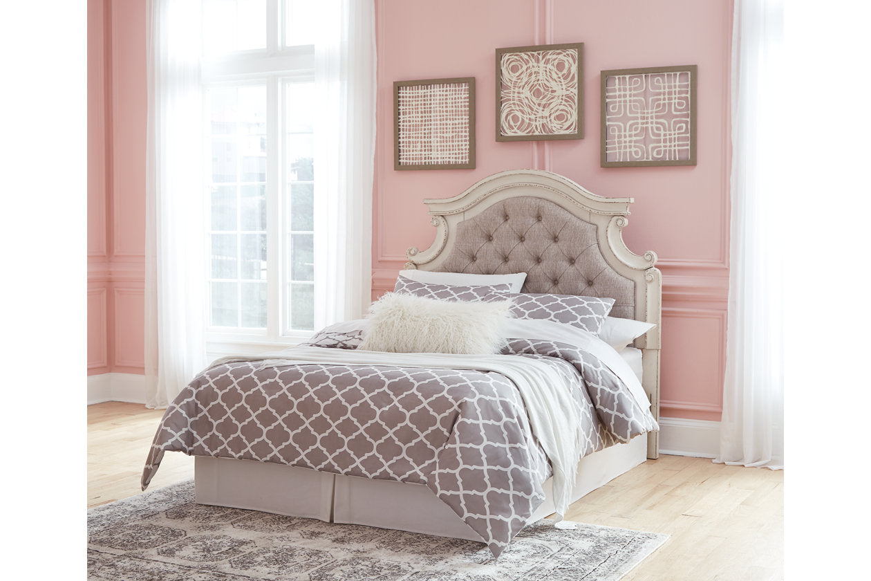 Realyn Chipped White Full Upholstered Panel Headboard - B743-87 - Bien Home Furniture &amp; Electronics