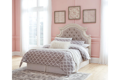 Realyn Chipped White Full Upholstered Panel Headboard - B743-87 - Bien Home Furniture &amp; Electronics