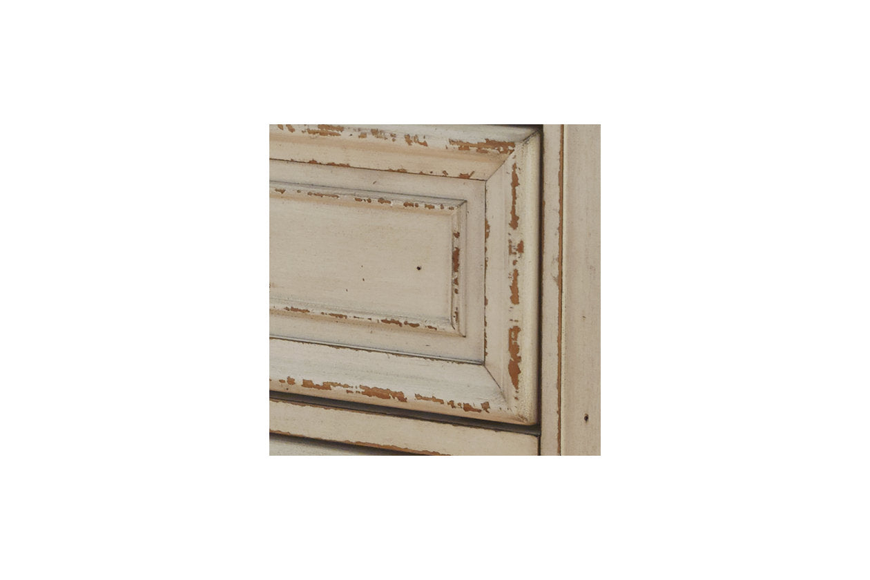 Realyn Chipped White Full Upholstered Panel Headboard - B743-87 - Bien Home Furniture &amp; Electronics