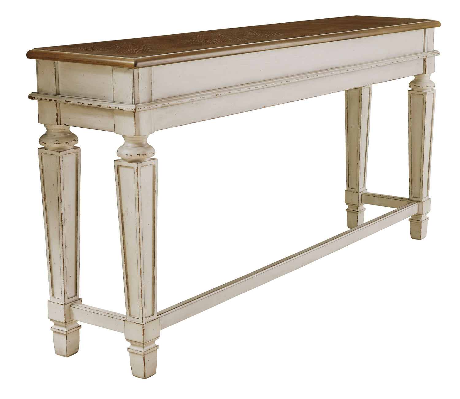 Realyn Chipped White Long Counter Height Set w/ Stools - SET | D743-52 | D743-024(3) - Bien Home Furniture &amp; Electronics