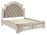 Realyn Chipped White Queen Panel Rails with Roll Slats - B743-196 - Bien Home Furniture &amp; Electronics