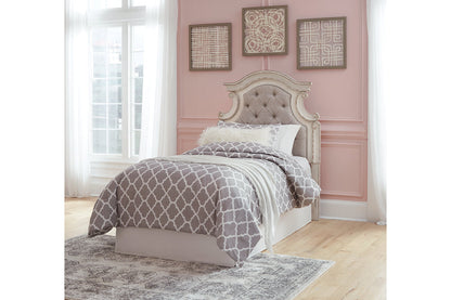 Realyn Chipped White Twin Upholstered Panel Headboard - B743-53 - Bien Home Furniture &amp; Electronics